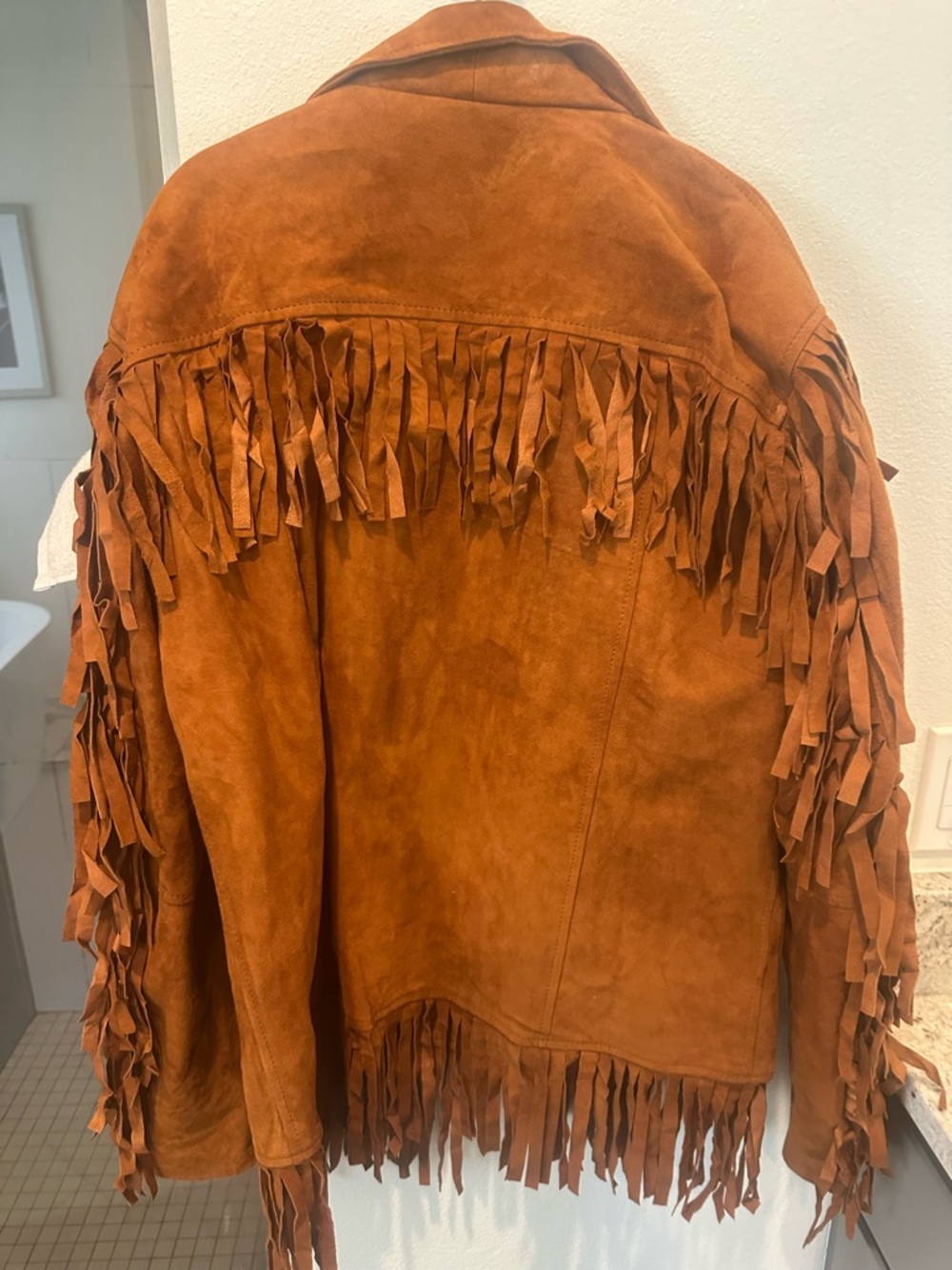 Real Leather Suede Jacket - Chestnut Brown - Picture 2 of 5